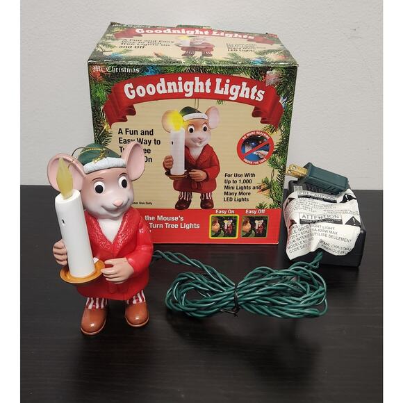 Mr Christmas "Goodnight Lights" Mouse w Candle Light Ornament - Picture 2 of 5